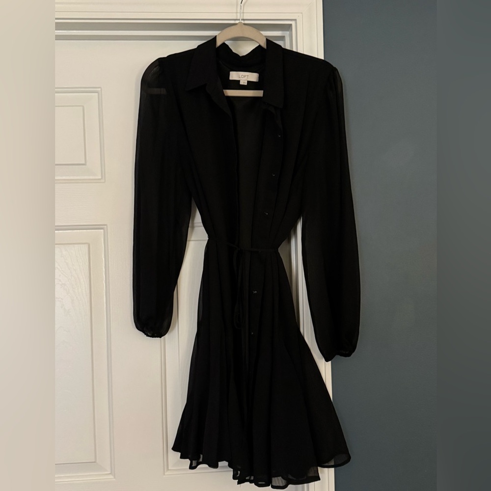 LOFT Black Long Sleeve Dress